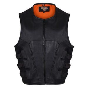 Men's Premium Leather 'Commando' Tactical SWAT Style Vest
